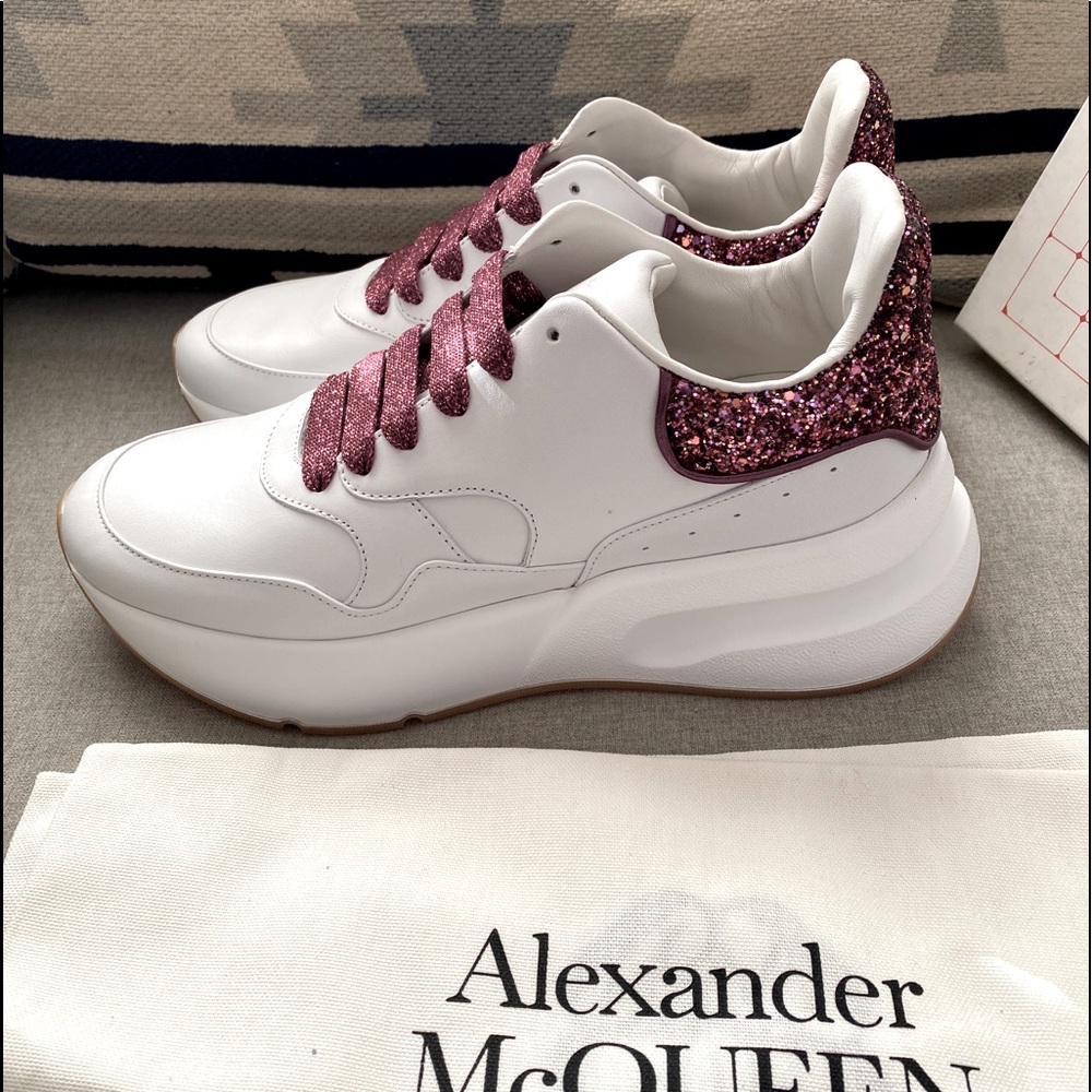 Alexander McQueen oversize sneaker white pink galaxy glitter 40/10 NWT